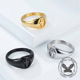 Simple Round Cross Pattern Stainless Steel Ring | Gthic.com
