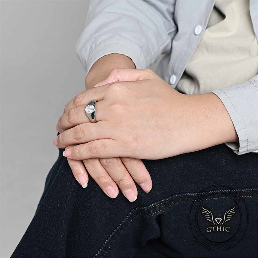 Simple Round Cross Pattern Stainless Steel Ring | Gthic.com