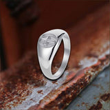 Simple Round Cross Pattern Stainless Steel Ring | Gthic.com