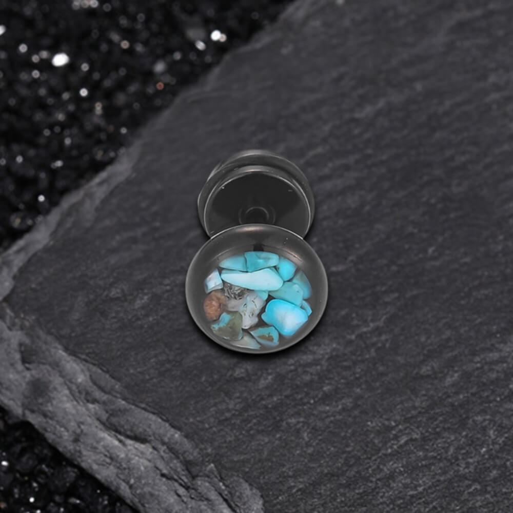 Simple Round Turquoise Stainless Steel Stud Earrings