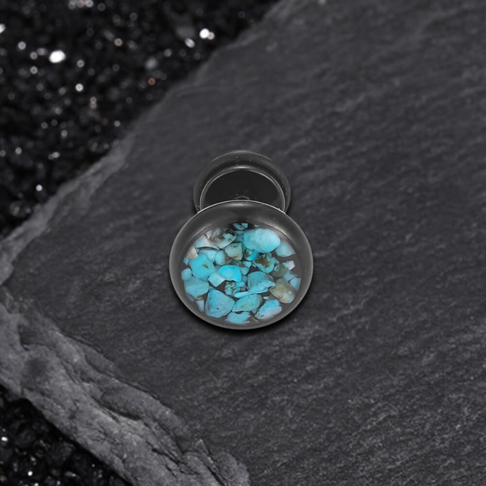 Simple Round Turquoise Stainless Steel Stud Earrings