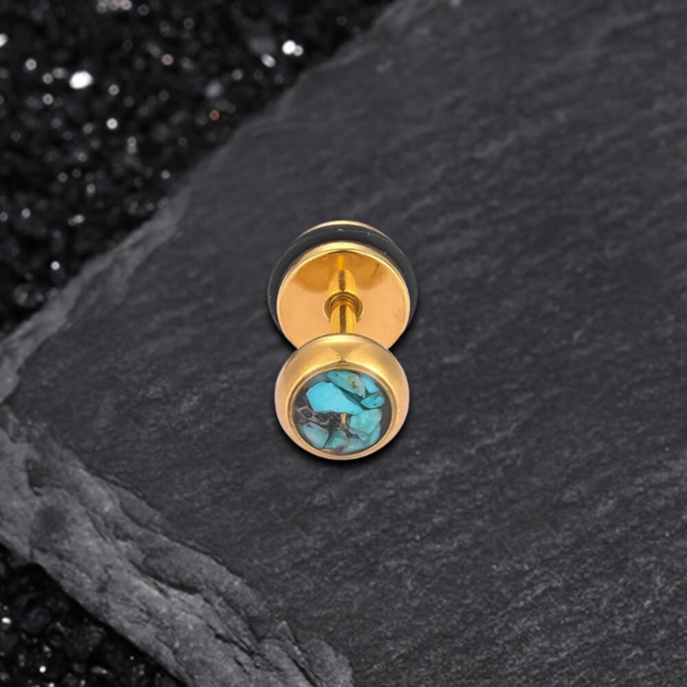 Simple Round Turquoise Stainless Steel Stud Earrings