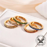 Simple Single-Row Zircon Stainless Steel Spinner Ring | Gthic.com