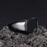 Simple Smooth Black Gemstone Stainless Steel Ring