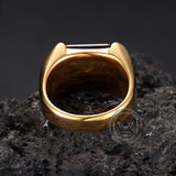 Simple Smooth Black Gemstone Stainless Steel Ring