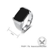 Simple Smooth Black Gemstone Stainless Steel Ring