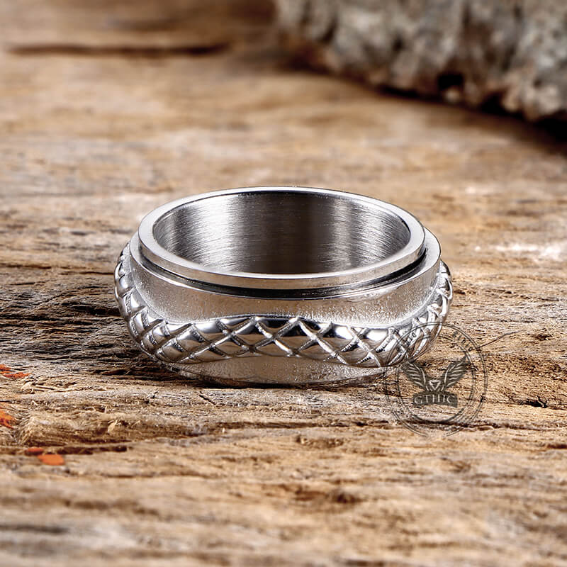 Simple Snake Entwine Stainless Steel Spinner Ring