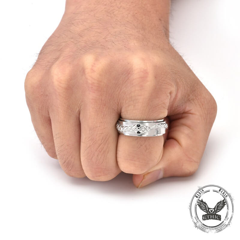 Simple Snake Entwine Stainless Steel Band Ring | Gthic.com