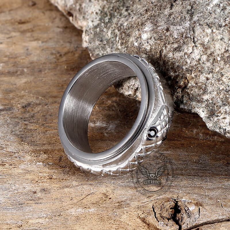 Simple Snake Entwine Stainless Steel Spinner Ring