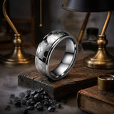 Simple Soccer Pattern Stainless Steel Spinner Ring
