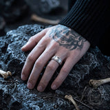 Simple Soccer Pattern Stainless Steel Spinner Ring | Gthic.com