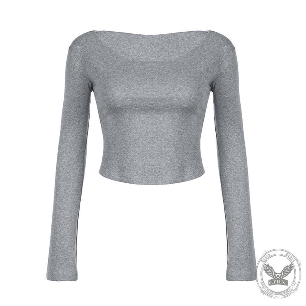 Simple Solid Color Off-The-Shoulder Knitted Hoodie