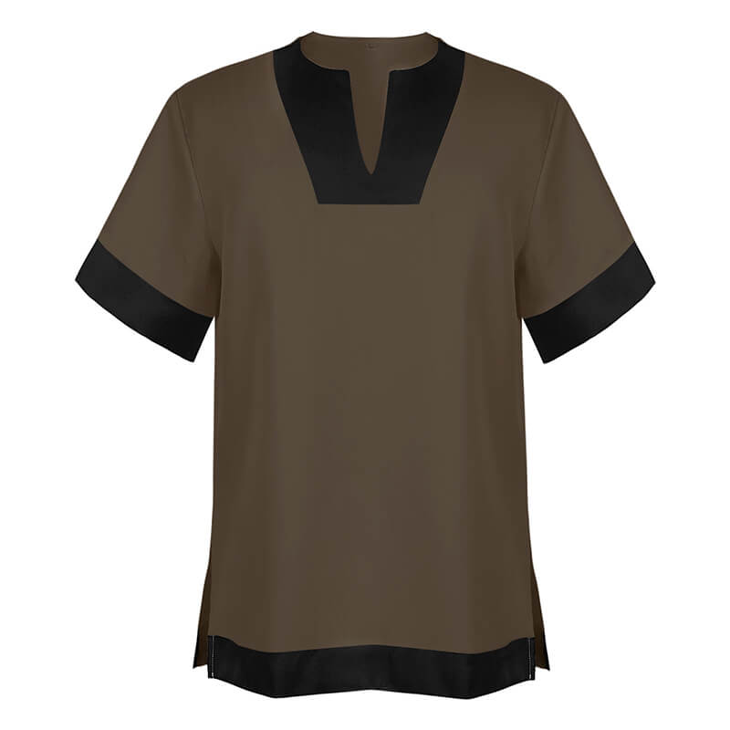 Simple Solid Color Slit Medieval Shirt