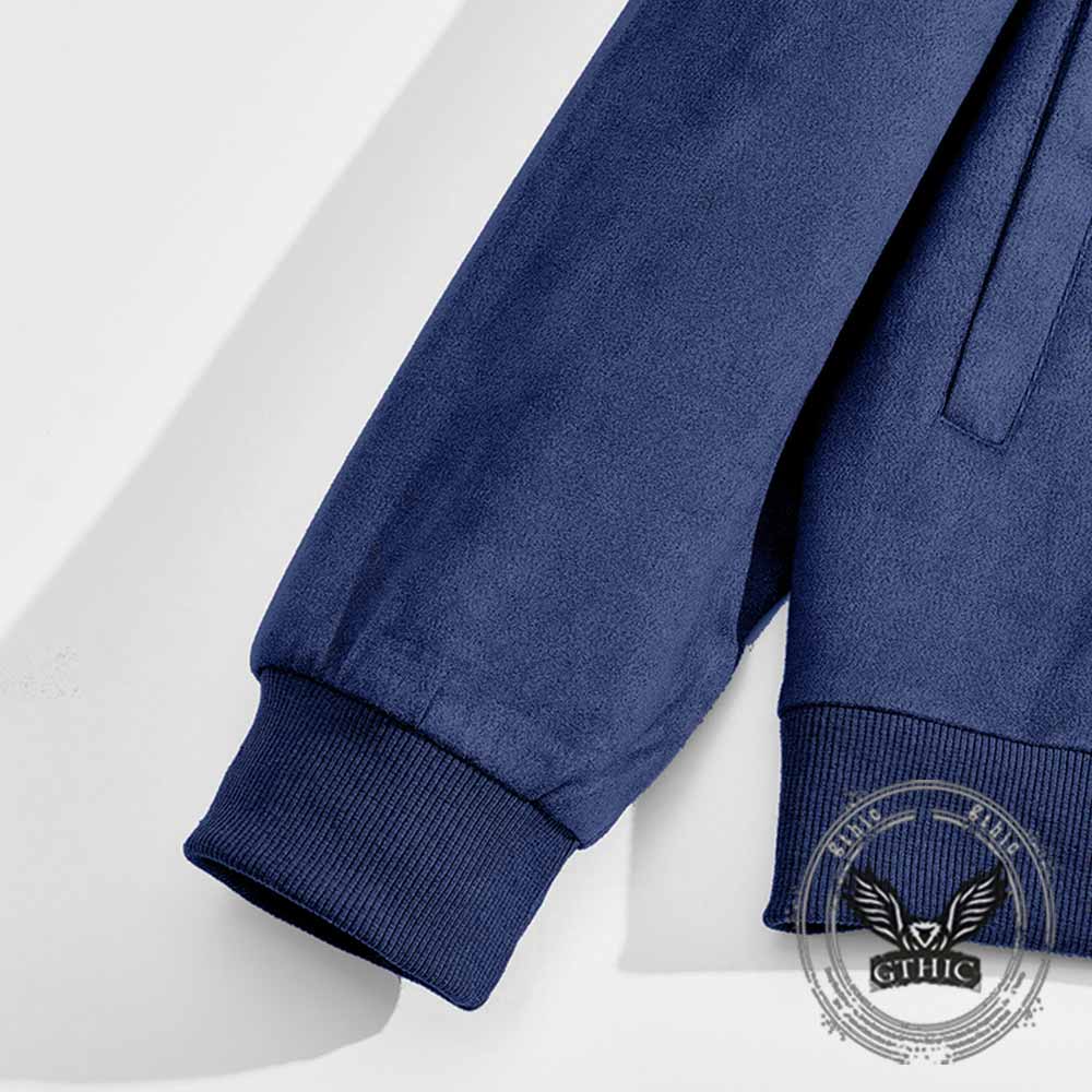 Simple Solid Color Suede Casual Zip-Up Jacket