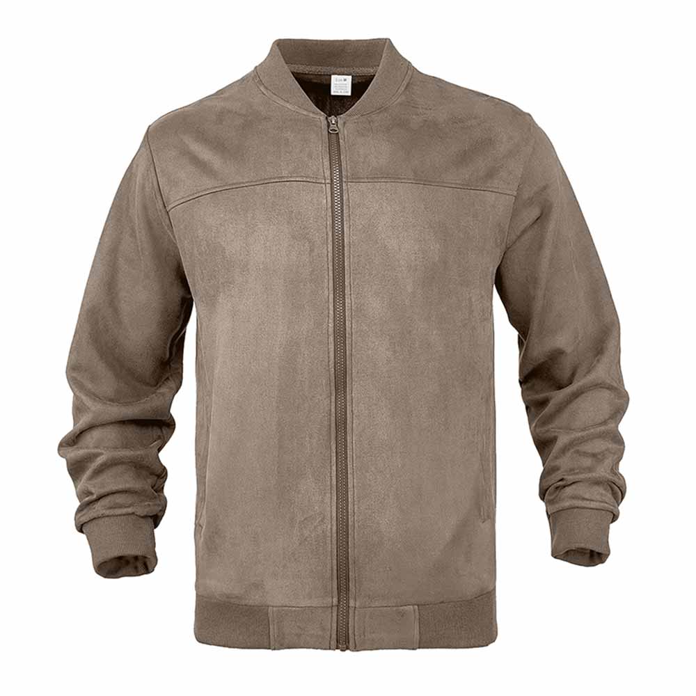 Simple Solid Color Suede Casual Zip-Up Jacket
