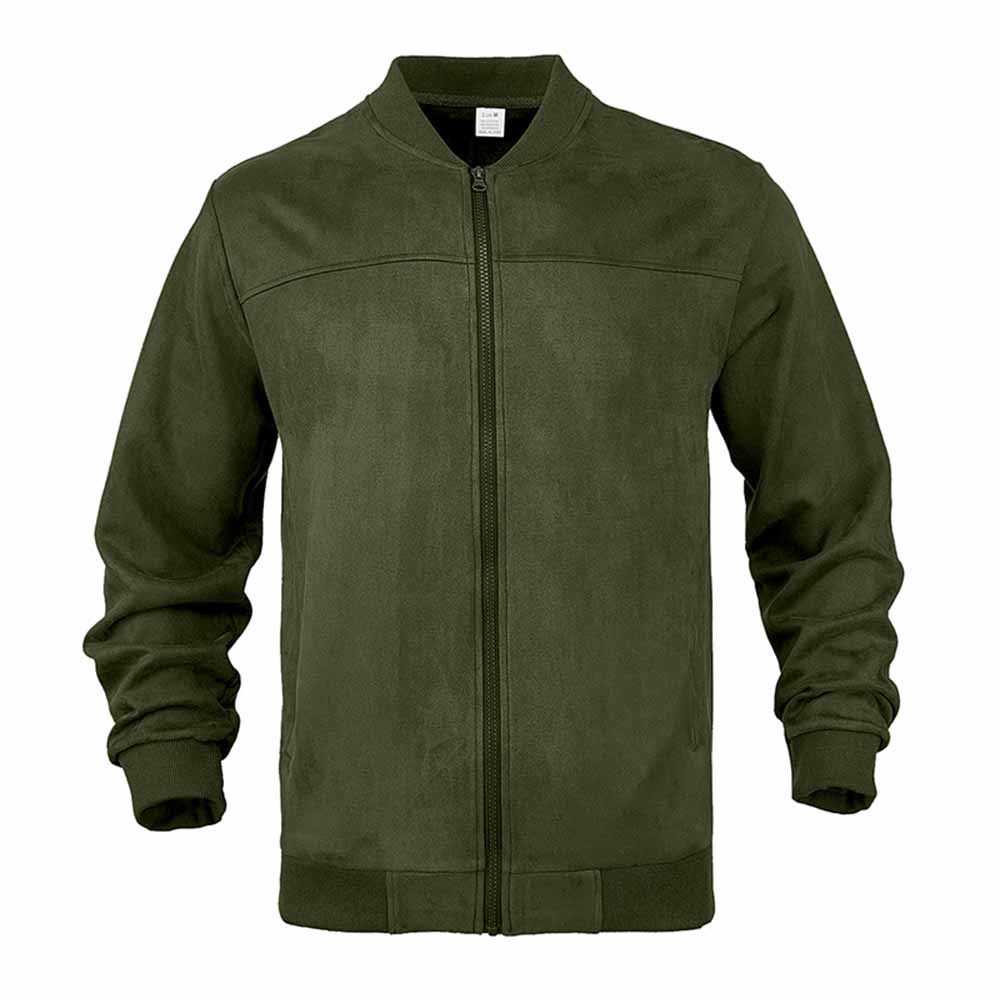 Simple Solid Color Suede Casual Zip-Up Jacket