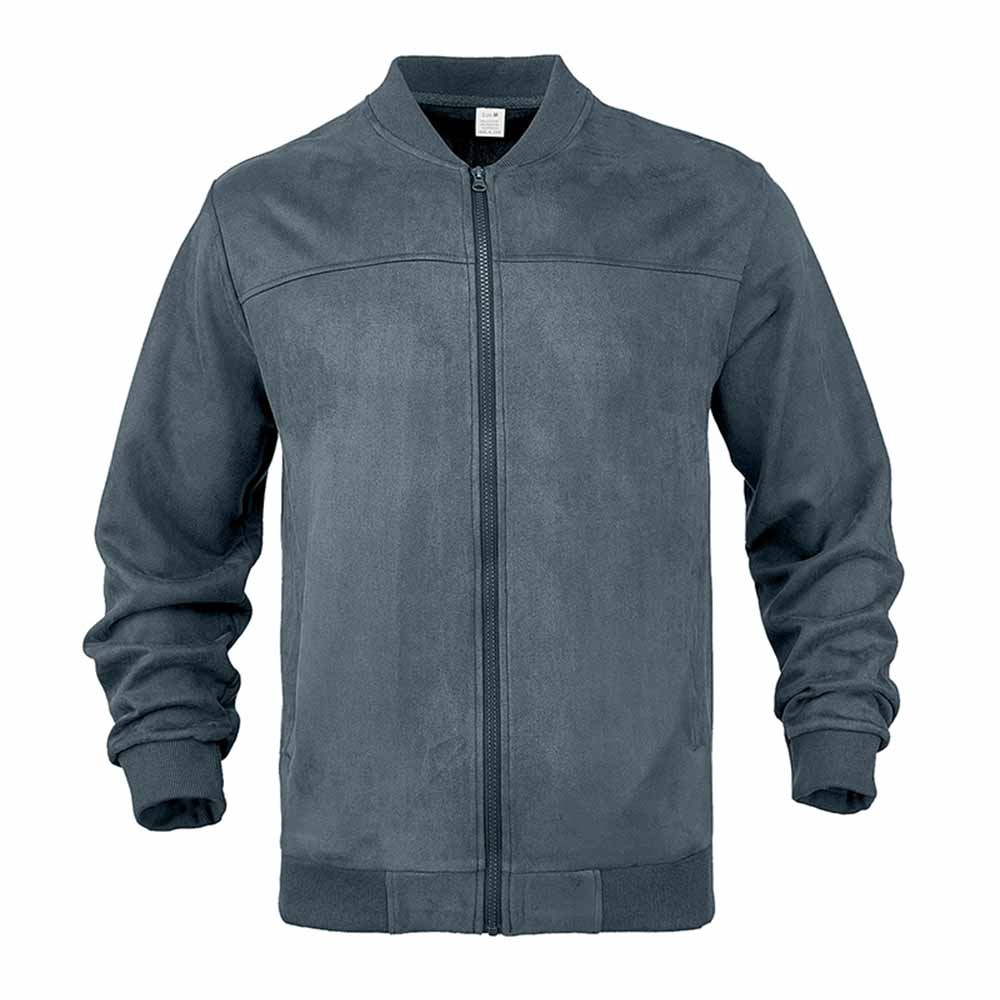 Simple Solid Color Suede Casual Zip-Up Jacket