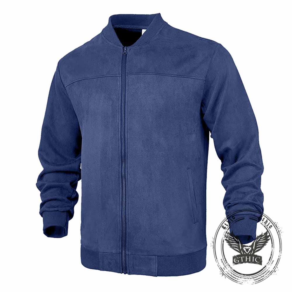 Simple Solid Color Suede Casual Zip-Up Jacket