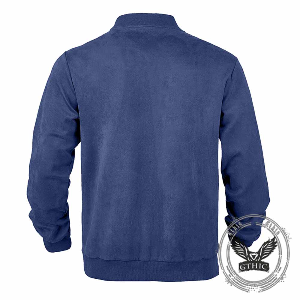 Simple Solid Color Suede Casual Zip-Up Jacket