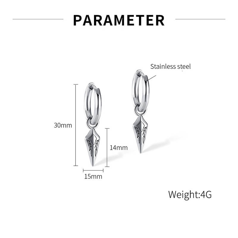 Simple Spearhead Stainless Steel Hoop Earrings