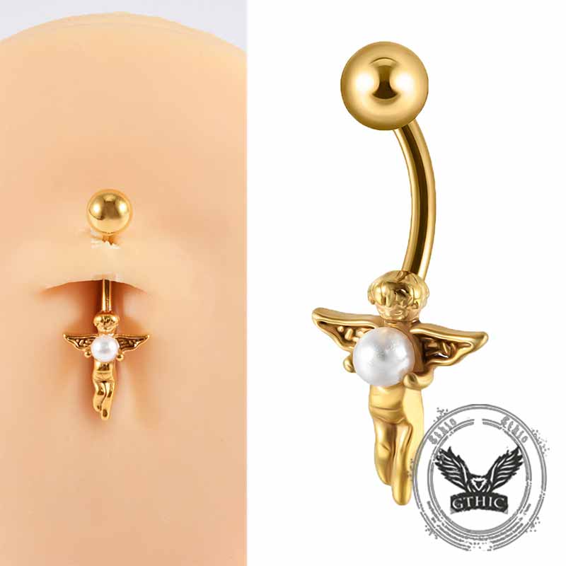 Simple Spider Web Angel Stainless Steel Belly Ring