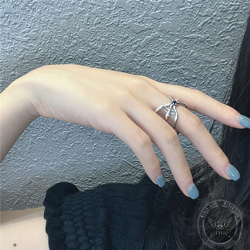 Simple Spider Web Sterling Silver Open Ring