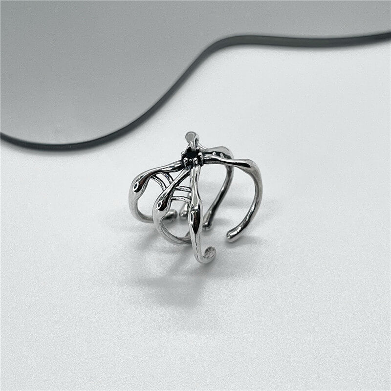 Simple Spider Web Sterling Silver Open Ring | Gthic.com