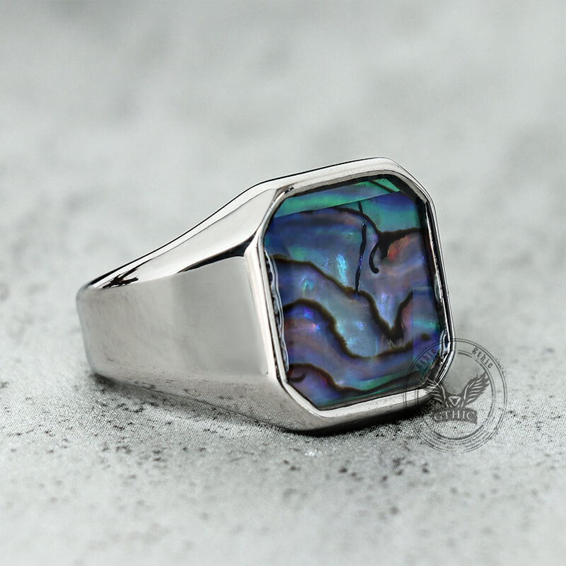 Simple Square Colorful Gemstone Stainless Steel Ring