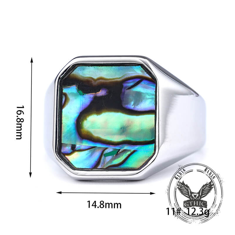 Simple Square Colorful Gemstone Stainless Steel Ring | Gthic.com
