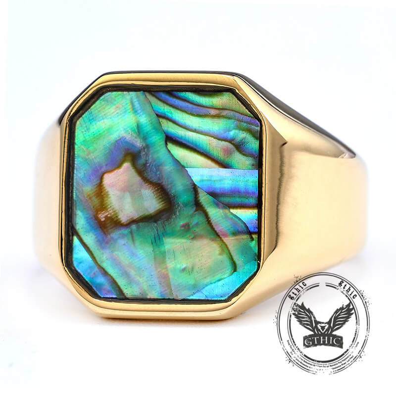 Simple Square Colorful Gemstone Stainless Steel Ring | Gthic.com