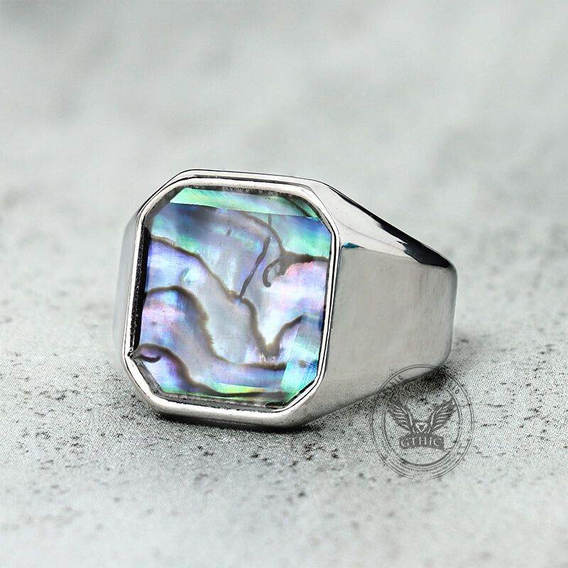 Simple Square Colorful Gemstone Stainless Steel Ring
