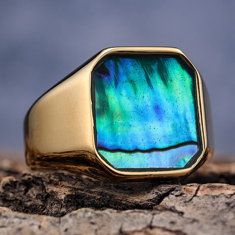 Simple Square Colorful Gemstone Stainless Steel Ring | Gthic.com