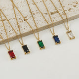 Simple Square Zircon Stainless Steel Necklace 01 | Gthic.com