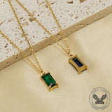 Simple Square Zircon Stainless Steel Necklace 02 | Gthic.com