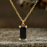 Simple Square Zircon Stainless Steel Necklace 03 | Gthic.com