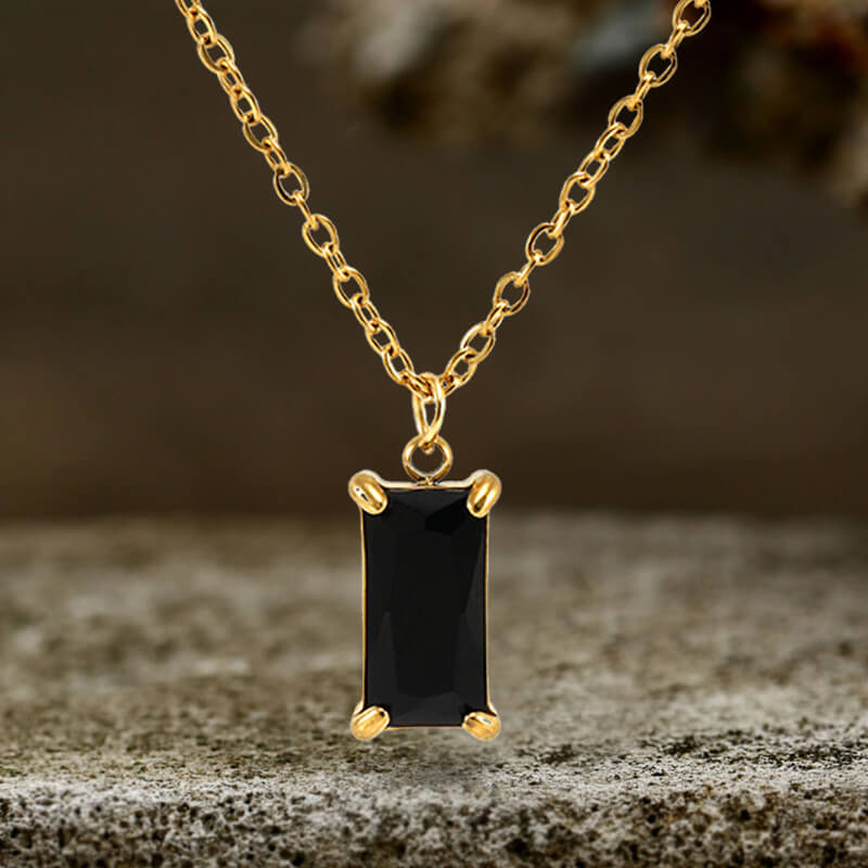 Simple Square Zircon Stainless Steel Necklace 03 | Gthic.com