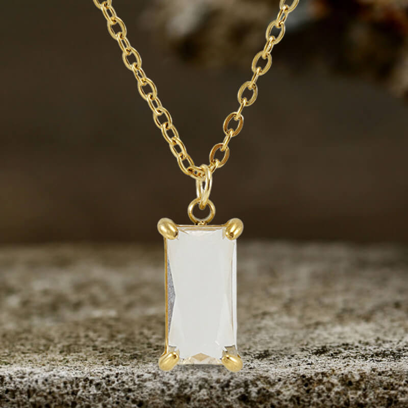 Simple Square Zircon Stainless Steel Necklace