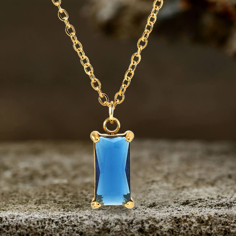 Simple Square Zircon Stainless Steel Necklace