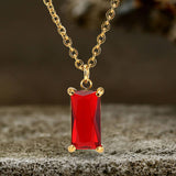 Simple Square Zircon Stainless Steel Necklace