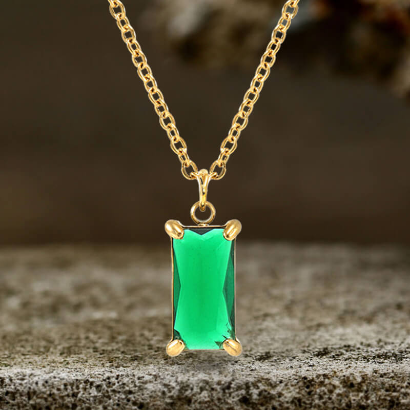 Simple Square Zircon Stainless Steel Necklace