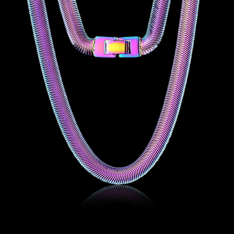 Simple Stainless Steel Flat Snake Chain 05 Multicolor | Gthic.com