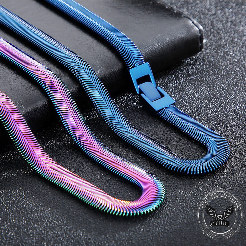 Amelena Stainless Steel Snake Chain Pendant Necklace - 316L - Silver/Rose/Yellow Gold/Black - Unisex