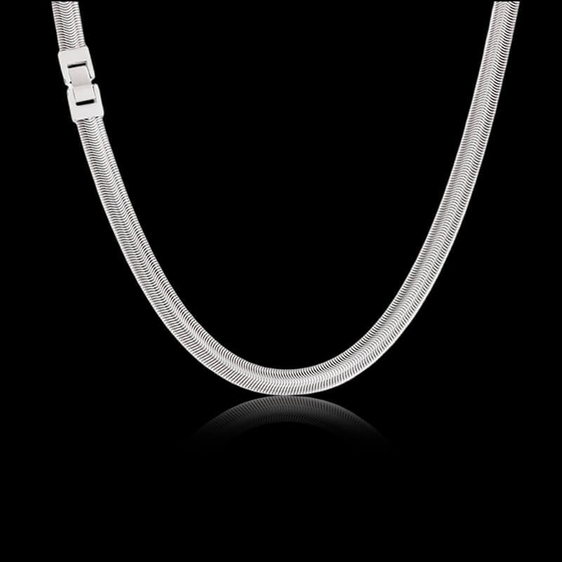 Simple Stainless Steel Flat Snake Chain 01 Silver | Gthic.com