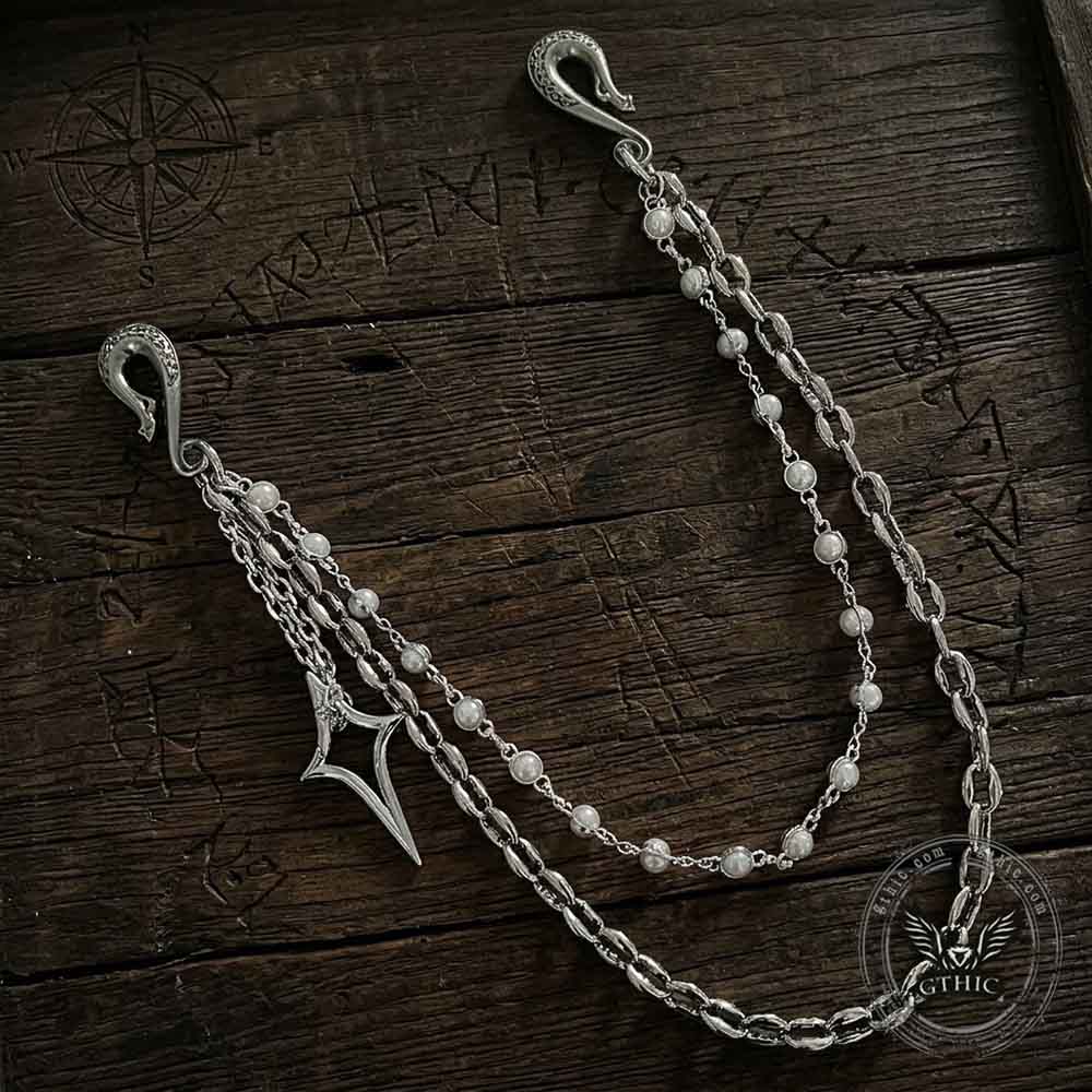 Simple Star Double-Layer Alloy Faux Pearl Pants Chain