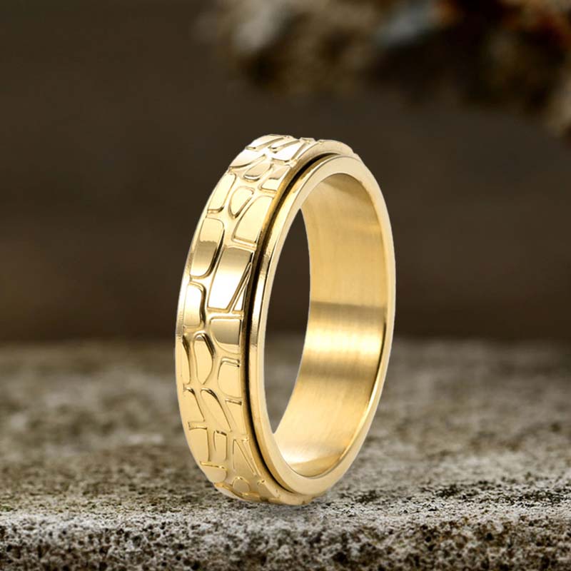 Simple Stone Texture Stainless Steel Spinner Ring – GTHIC