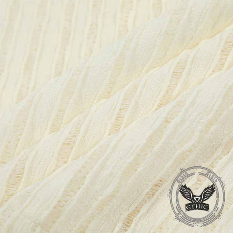 Simple Striped Hollow Japanese Short Sleeve Shirt