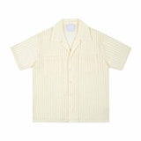 Simple Striped Hollow Japanese Short Sleeve Shirt 03 | Gthic.com