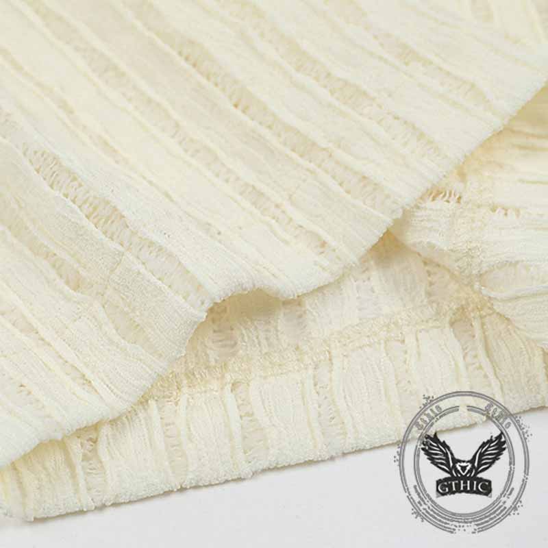 Simple Striped Hollow Japanese Short Sleeve Shirt