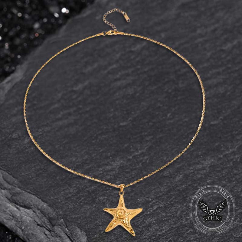 Simple Swirl Starfish Stainless Steel Necklace