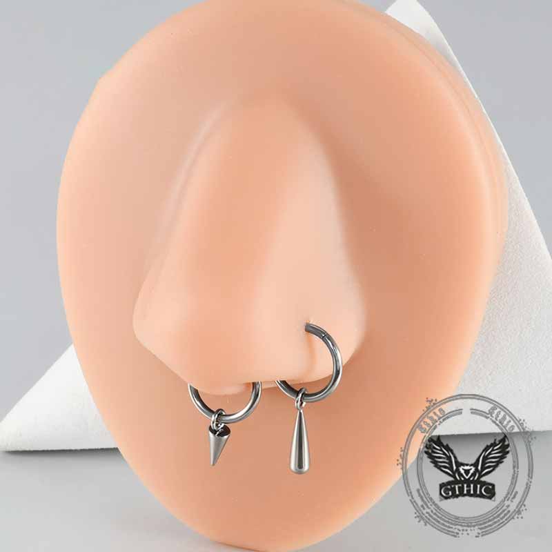Simple Teardrop Tapered G23 Titanium Piercing Earrings 02 | Gthic.com